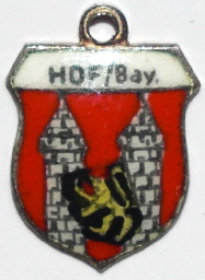 HOF, Germany - Vintage Silver Enamel Travel Shield Charm (image for) HOF, Germany - Vintage Silver Enamel Travel Shield Charm